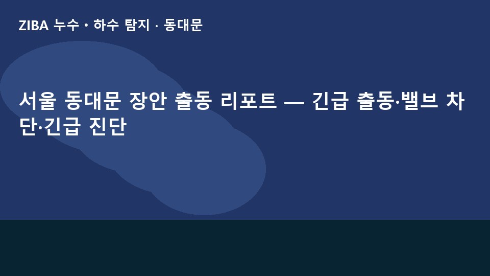 서울 동대문 장안 출동 리포트 — 긴급 출동·밸브 차단·긴급 진단